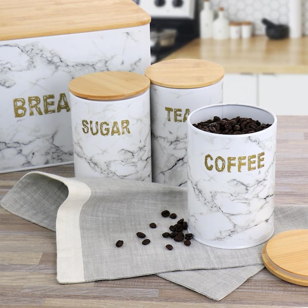 3 Pieces Sugar Coffee Tea Canister Airtight Lid Can Tin Keep Goods