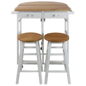 White Breakfast Cart with Drop-Leaf Table