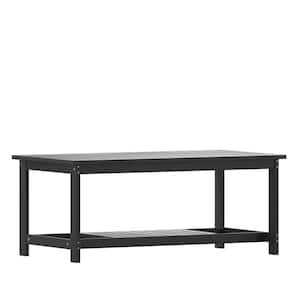 Black Rectangle Resin Outdoor Side Table
