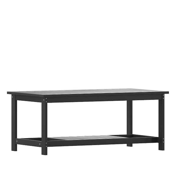 Black Rectangle Resin Outdoor Side Table