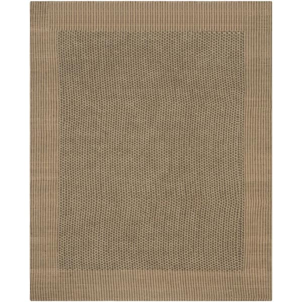 Natural Fiber 10 ft. x 14 ft. Charcoal/Green Border Area Rug