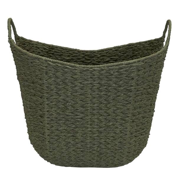 Green 19 in. x 17 in. Paper Decorative Basket Set of 1 with