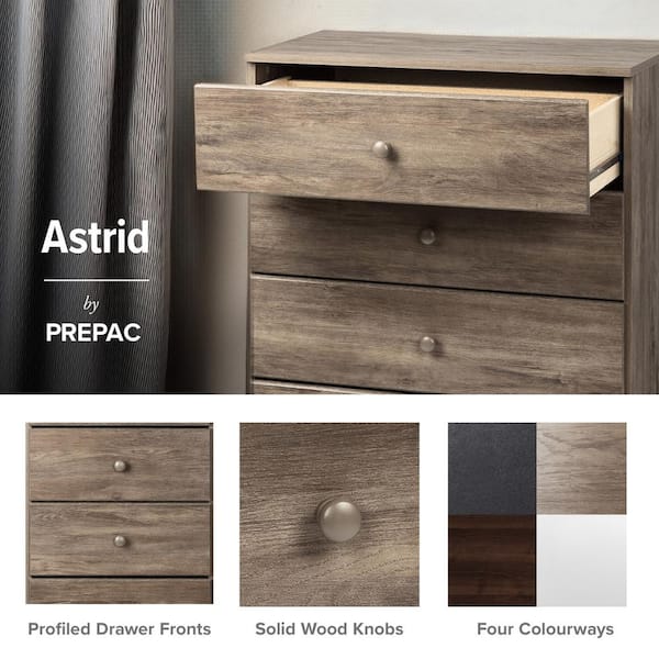 Prepac Astrid Drifted Gray Finish 6-Drawer Tall Chest of Drawers