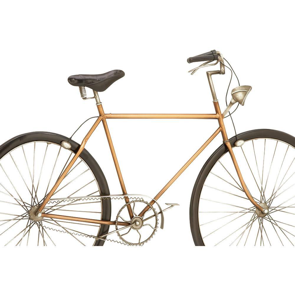 Red Iron Vintage Bicycle Wall Sculpture with Seat and Handles