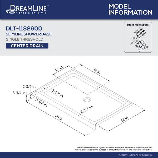 DreamLine Infinity-Z 32 in. x 60 in. Semi-Frameless Sliding Shower 