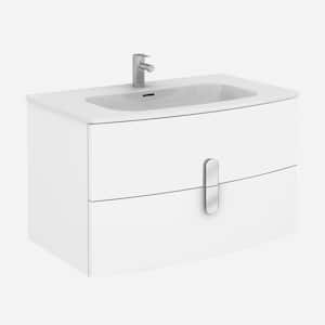 Cali 39 in. W x 19 in. D x 21 in. H Bath Vanity in White with White Porcelain Top with White Sink
