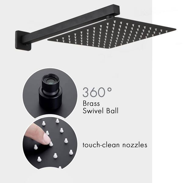 Tahanbath 3-Spray Luxury Bathroom Shower Set Shower Head 2.5 GPM Wall  Mounted Ceramic Style Shower System in Matte Black X-W1219-W1219106070 -  The Home Depot