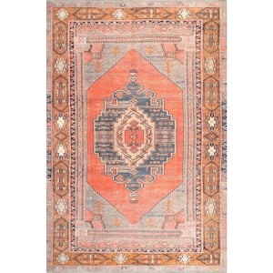 Kamila Printed Tribal Medallion Flatweave Orange Doormat 3 ft. x 5 ft. Area Rug