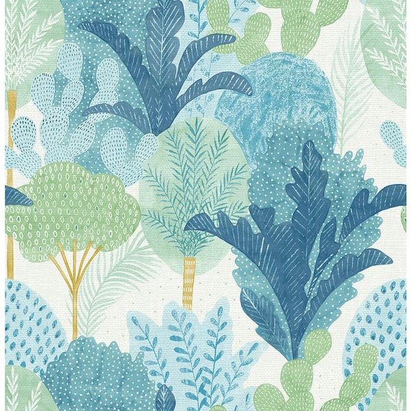 A-Street Prints Ari Teal Desert Oasis Teal Wallpaper Sample
