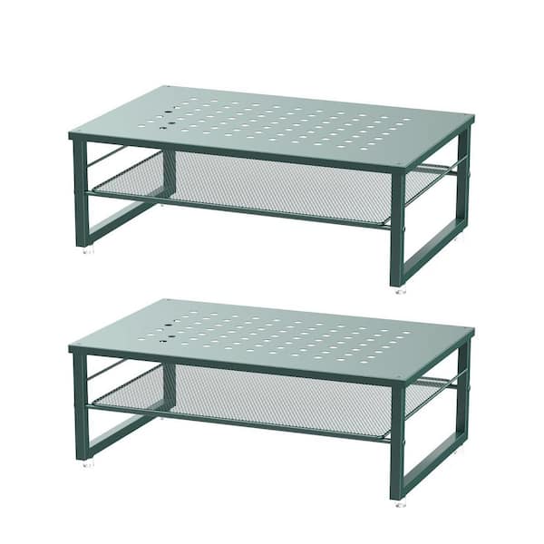 Green 15.5 in. x 5.5 in. Metal Modern Desk Organizers with Storage Shelf, 2 Pack