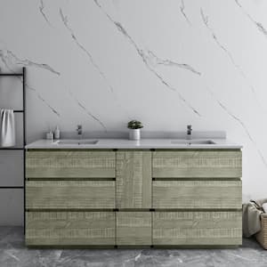 Formosa 70 in. W x 20 in. D x 34.1 in. H Modern Double Bath Vanity Cabinet Only without Top in Sage Gray