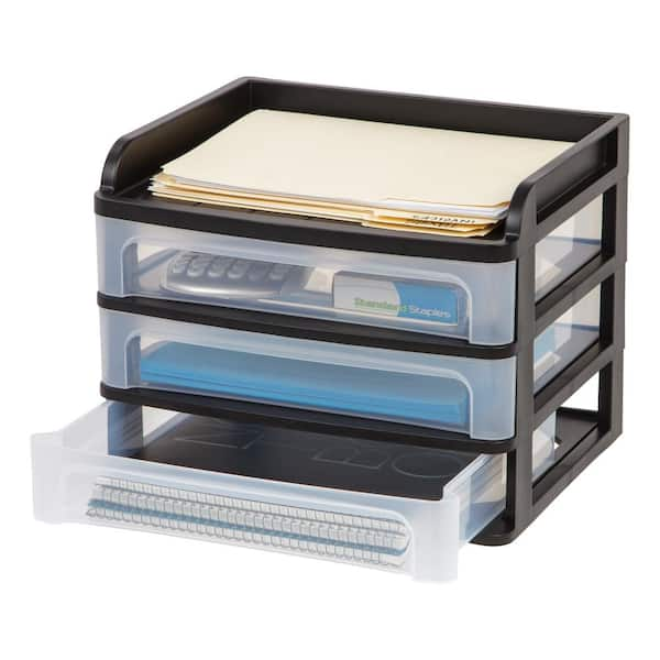 IRIS 3-Pack Gray Stackable Plastic Storage Drawer 8.39-in H x 14.25-in W x  12.05-in D in the Storage Drawers department at