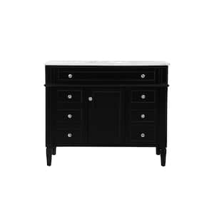 Simply Living 42 in. W x 21.5 in. D x 35 in. H Bath Vanity in Black with Carrara White Porcelain Top
