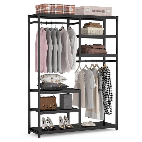 Tribesigns Cynthia Black Freestanding Closet Organizer Garment Rack with  Shelves and Hanging Rods FFHD-F1470 - The Home Depot