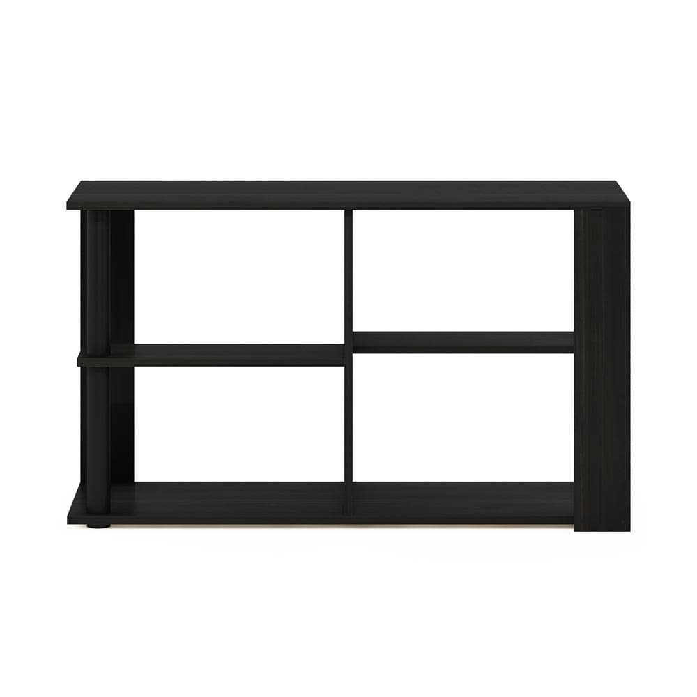 Sleek Black Rectangular End Table with Storage Shelves