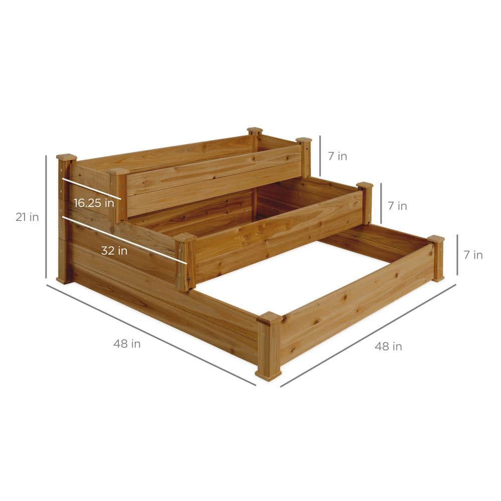 Acorn Brown 3-Tier Fir Wood Raised Garden Bed Planter