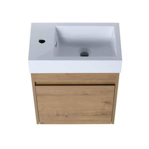 18 in. W x 11 in. D x 23 in. H Single-Sink Floating Bathroom Vanity in Imitative Oak with White Resin Sink