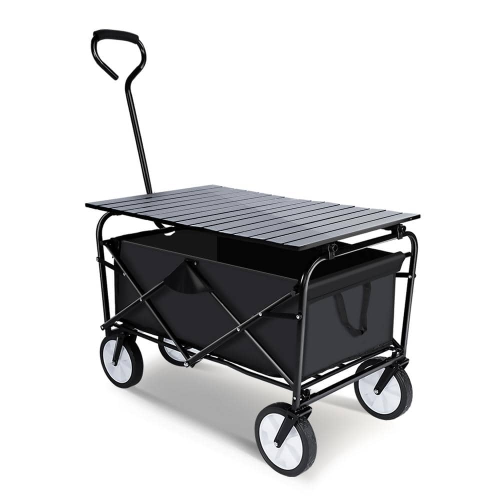Outdoor Portable Collapsible Utility Serving Cart, Camping Cart with Anti-s