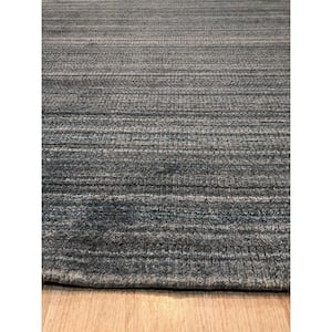 Super Grass Blue 8 ft. x 10 ft. Handloomed Wool Contemporary Area Rug