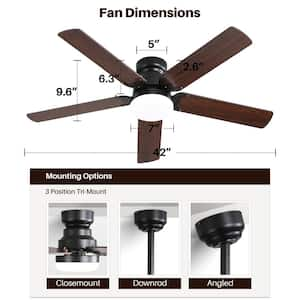 Adrian 42 in. Indoor Matte Black Ceiling Fan with Remote Control and Reversible Motor