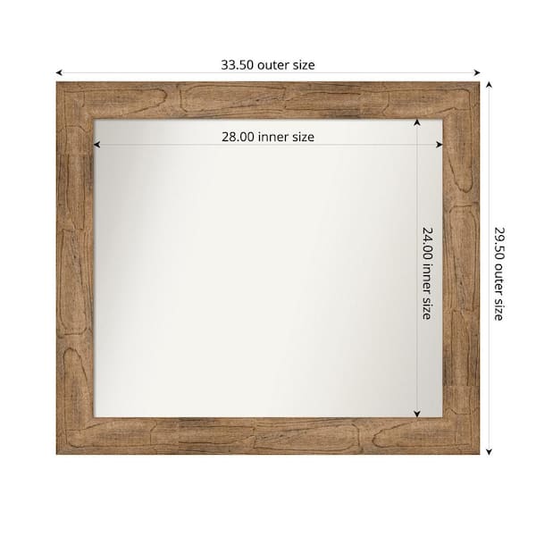 Amanti Art Owl Brown 33.5 in. W. x 29.5 in. Custom Non-Beveled Wood Framed Bathroom Vanity Wall Mirror