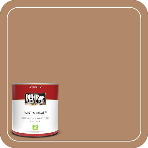 BEHR PREMIUM PLUS 1 qt. #MQ2-02 Syrup Flat Low Odor Interior Paint & Primer