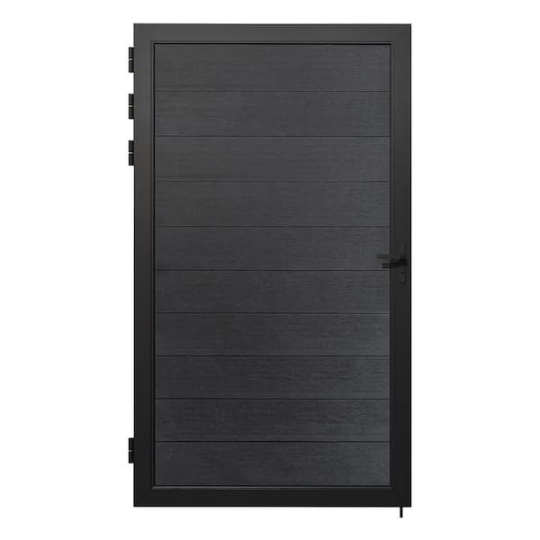 Outdoor 3 ft. W x 6 ft. H Black Composite Panel Fence Gate for Garden Privacy