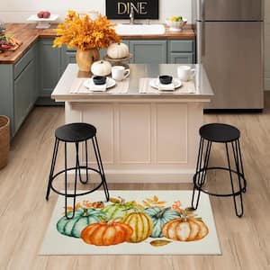Fall Pumpkins Multi 2 ft. 6 in. x 4 ft. 2 in. Machine Washable Area Rug