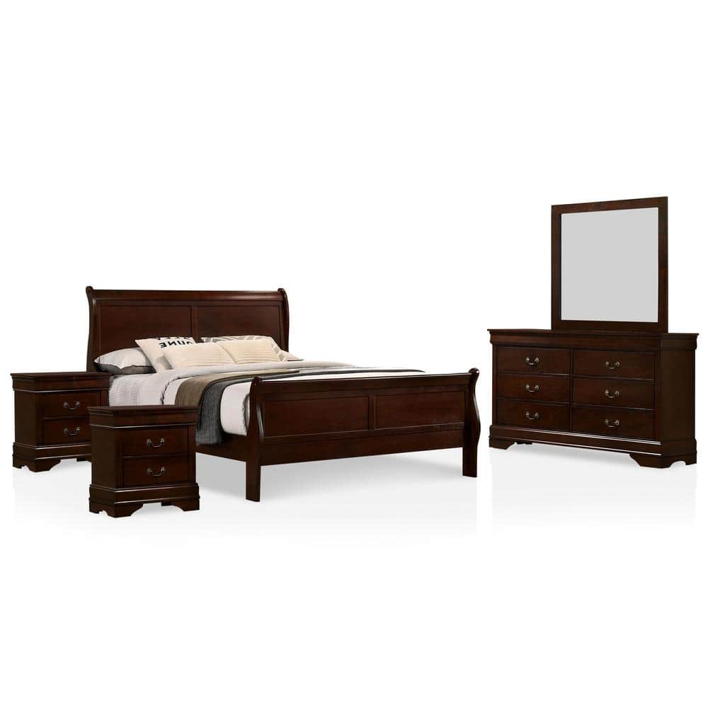 Furniture of America Alarcon 5Piece Cherry Full Bedroom Set