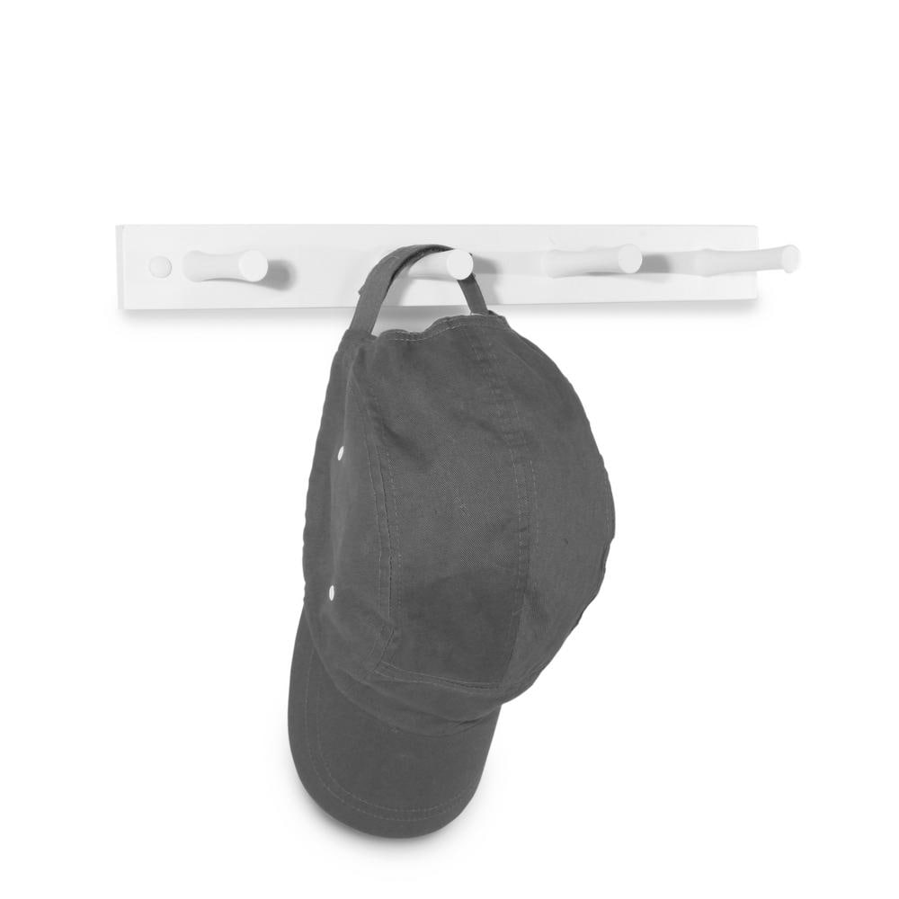 White Wall-Mounted 4 Peg Wood Rack for Entryway