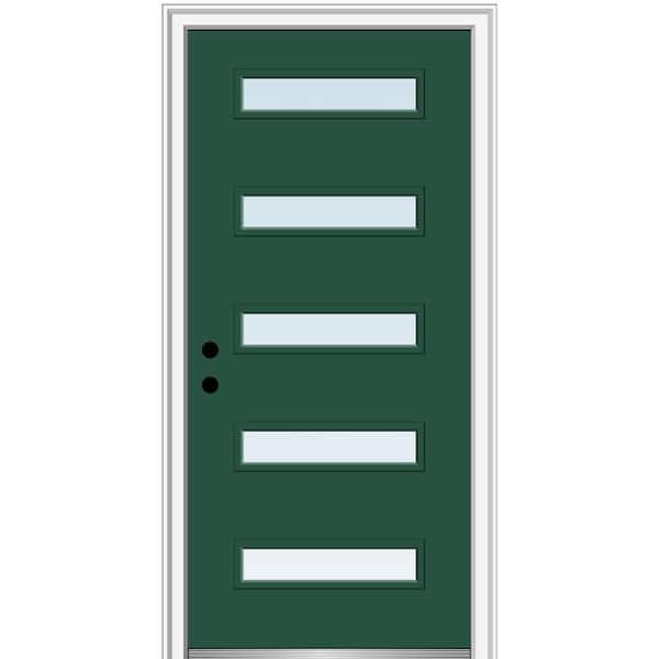 MMI Door 32 in. x 80 in. Davina Right-Hand Inswing 5 Lite Clear Painted Fiberglass Smooth Prehung Front Door, 4-9/16 in. Frame