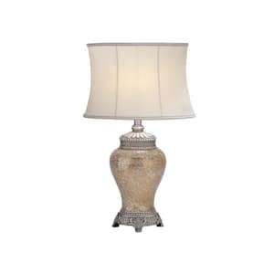 30 in. Gold Glass Task and Reading Table Lamp with Detailed Carvings