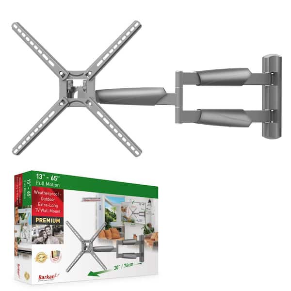 Barkan 30'' Long Gazebo Outdoor TV Wall Mount 13-65" Full Motion Articulating-4 Movement Flat/ Curved Screen Bracket