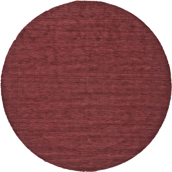 8 ft. Round Red Solid Color Area Rug