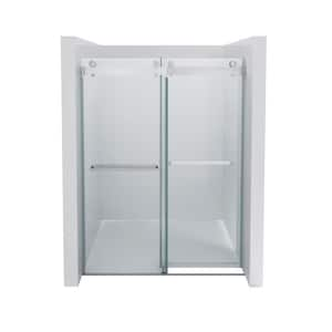 56 in. to 60 in. W x 76 in. H Sliding Frameless Shower Door in Chrome Finish with Tempered Glass