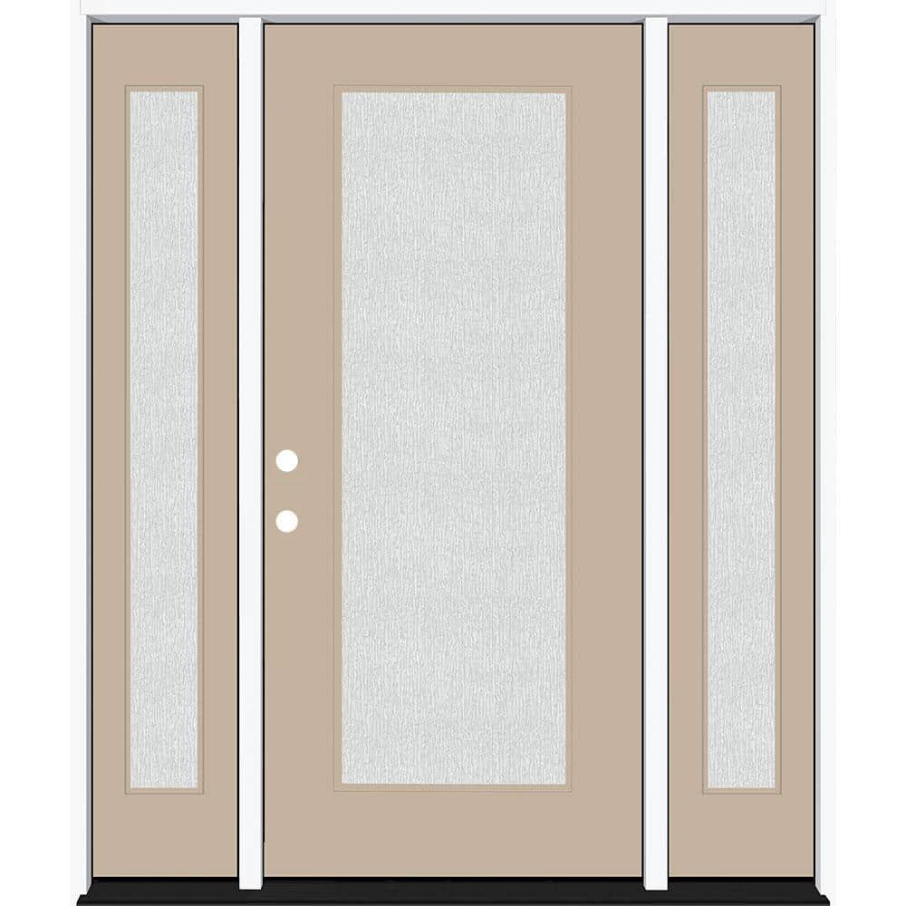 Legacy 68 in. x 80 in. Full Lite Rain Glass RHIS Primed Sandstone Finish Fiberglass Prehung Front Door w/Dbl 14 in. SL price history on PriceWatchPro