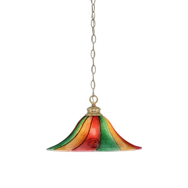 Unbranded Peabody 60-Watt 1-Light New Age Brass Shaded Mini Pendant Light with Glass Shade