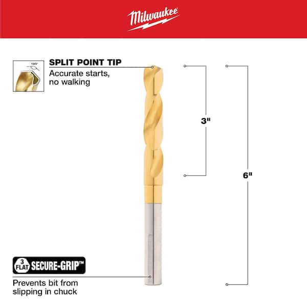 Milwaukee 9/16 in. Titanium Silver and Deming Drill Bit 48-89-4634