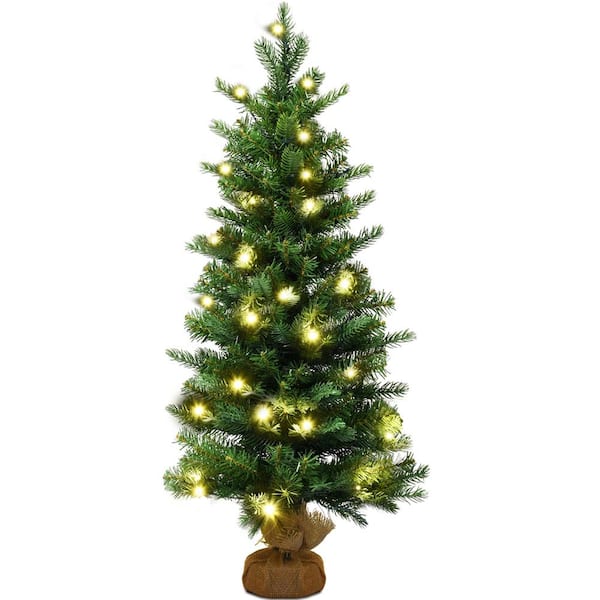 Costway 3 ft. Pre-Lit Spruce Tabletop Artificial Christmas Tree with 50 Warm LED Lights