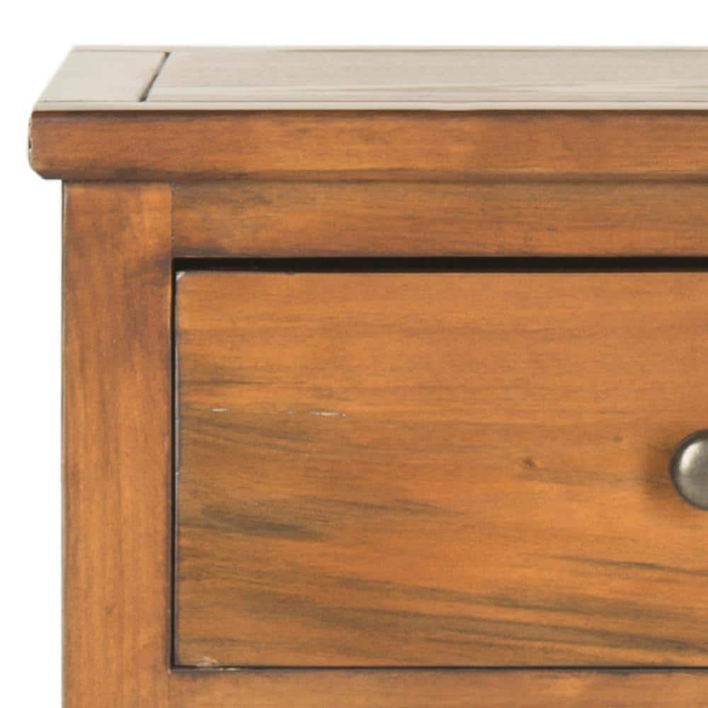 Transitional Abel Brown Pine and Stone Nightstand with Storage