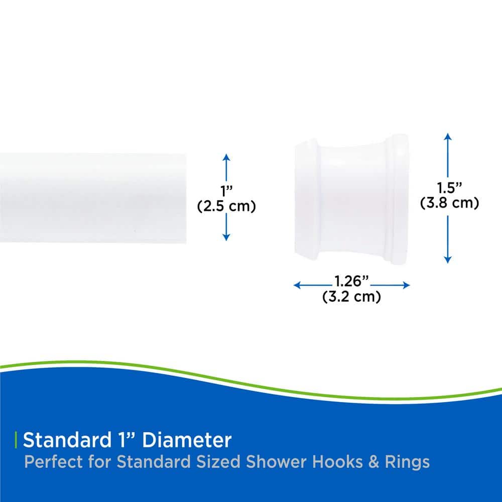 White Adjustable Steel Tension Shower Curtain Rod, 24-40 Inches