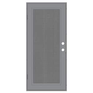 Full View 30 in. x 80 in. Right-Hand/Outswing Metal Gray Aluminum Security Door with Meshtec Screen