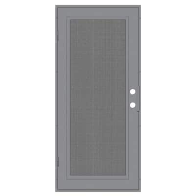 Full View 30 in. x 80 in. Right-Hand/Outswing Metal Gray Aluminum Security Door with Meshtec Screen