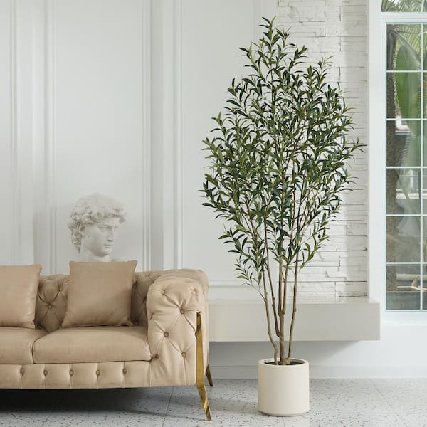 DR.Planzen 7ft.Artificial Olive Tree Indoor/Outdoor- Faux Plant UV-Resistant ,Dense Foliage for Home Office Living Room Decor