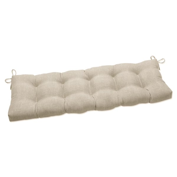 Pillow Perfect Solid Rectangular Outdoor Bench Cushion in Beige