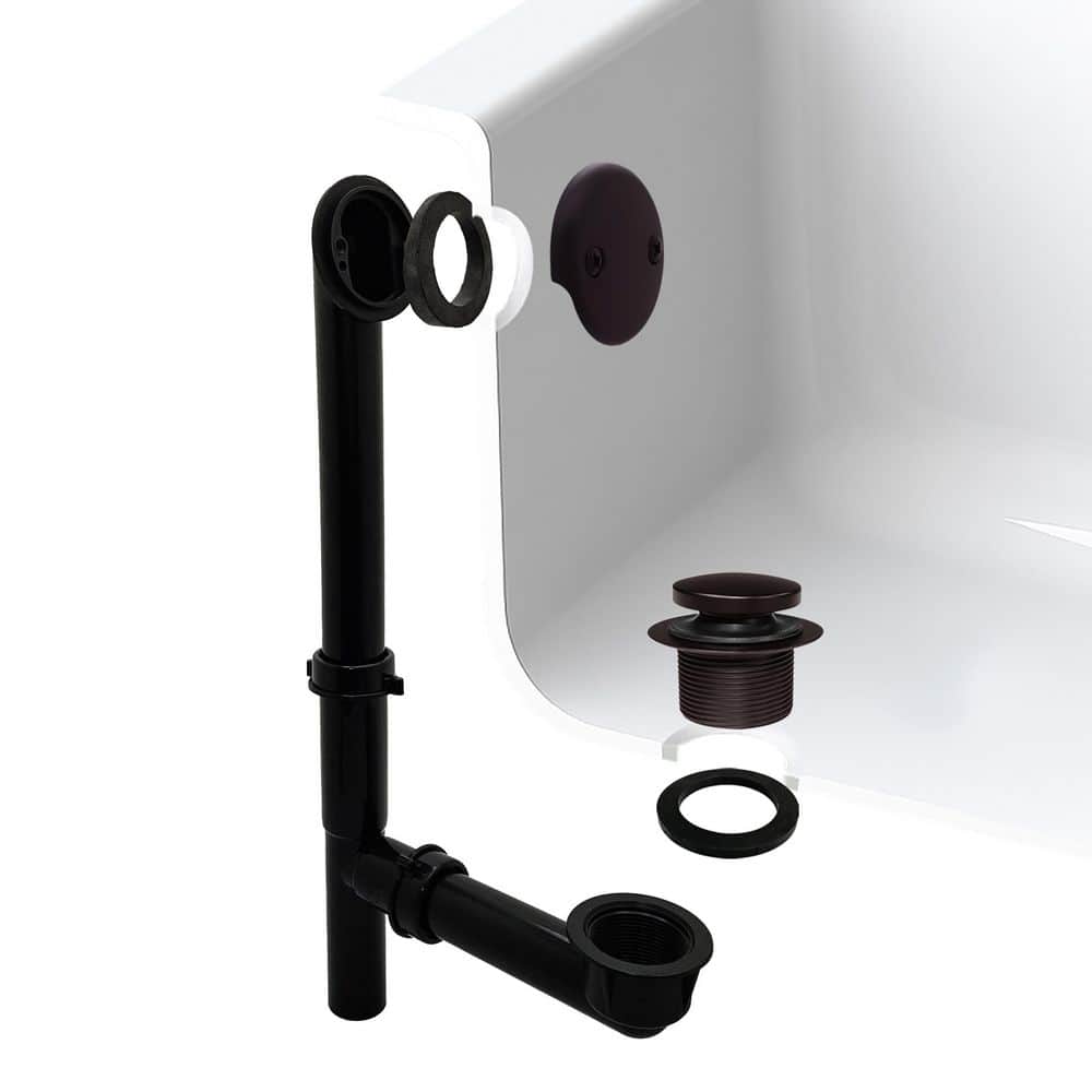 14 in. Black Poly Bath Waste & Overflow with Tip-Toe Drain Plug and 2-Hole Faceplate, Oil Rubbed Bronze price history on PriceWatchPro