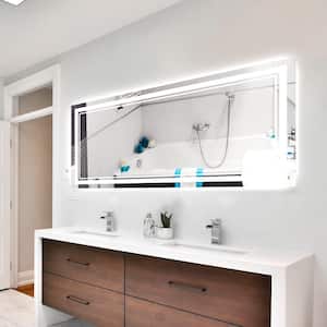 Odele 72 in. W x 36 in. H Large Rectangular Frameless Anti-Fog Wall Mounted Bathroom Vanity Mirror in Silver