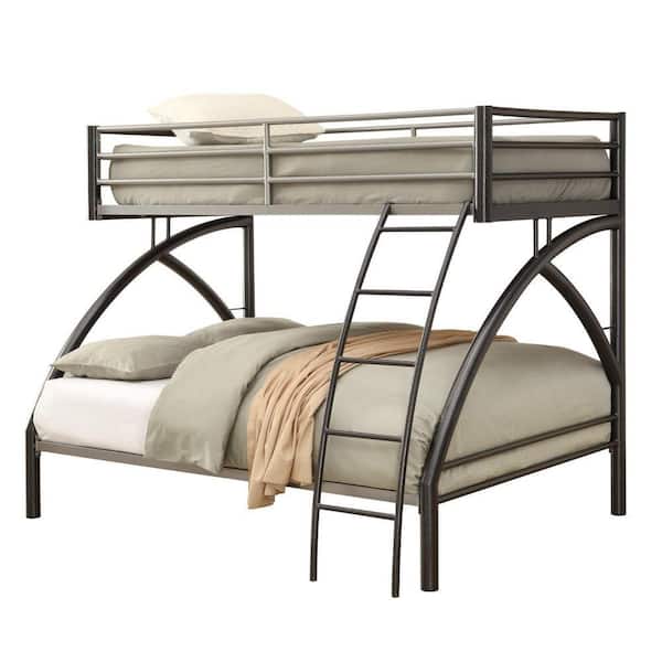 Benjara Gray Twin Over Full Adjustable Bunk Bed with Metal Frame