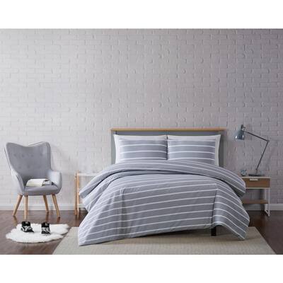 Truly Soft Everyday 3-Piece Silver Grey Full/Queen Duvet Cover Set 