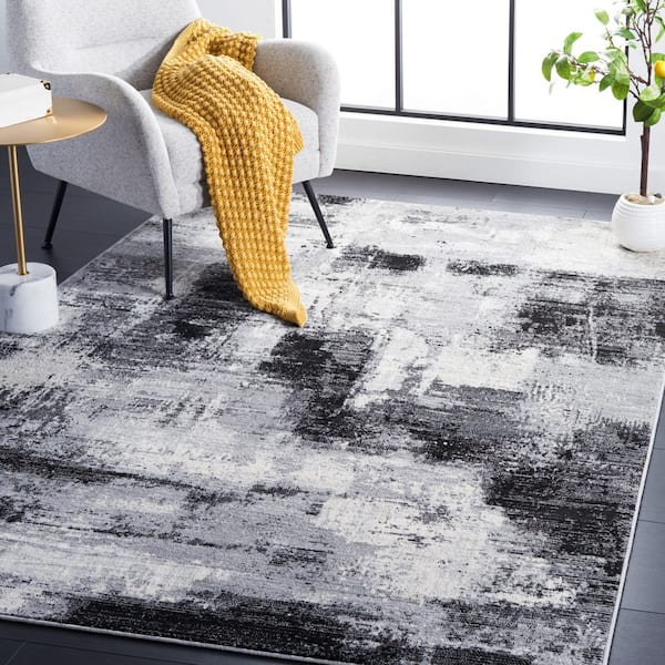 Jasper 4 ft. x 6 ft. Black/Ivory Gradient Marle Area Rug